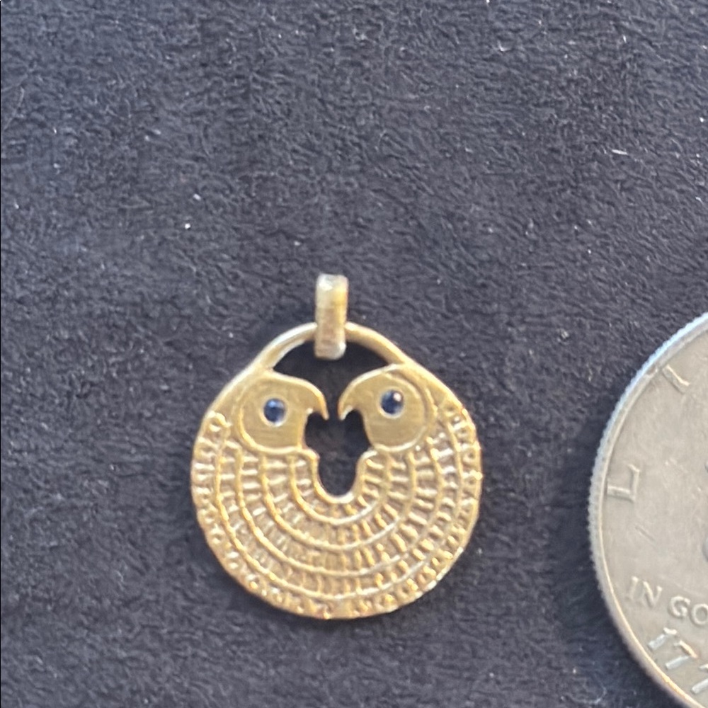 Gold/ Silver Child of Wild Sapphire Eyes Falcon Bird Pendant Temple of the Sun
